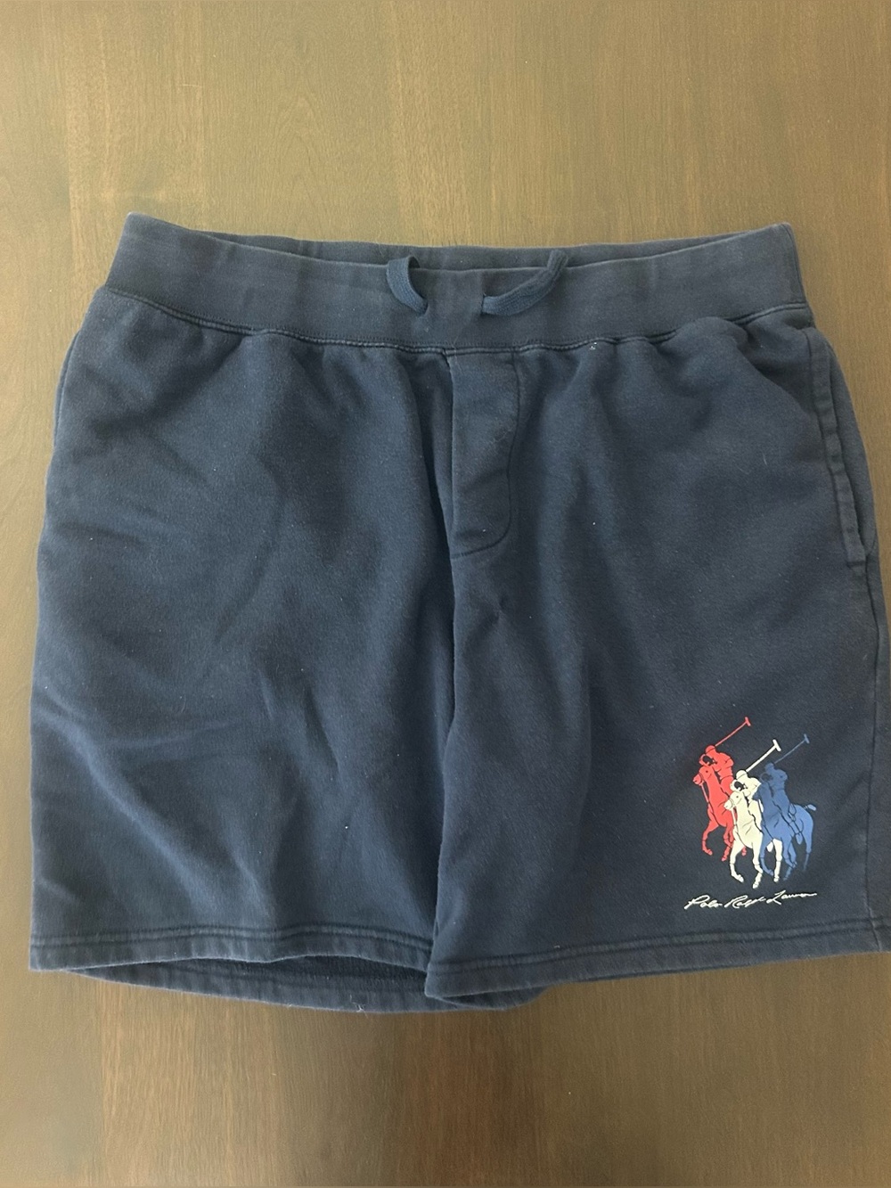 Polo‎ Ralph Lauren Men's XL Triple Pony Navy Cotton Blend Fleece Lounge Shorts